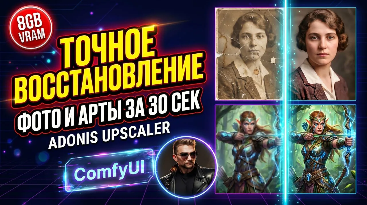 🎯👌 Точное восстановление фото и артов - Klein Adonis Upscaler ComfyUI