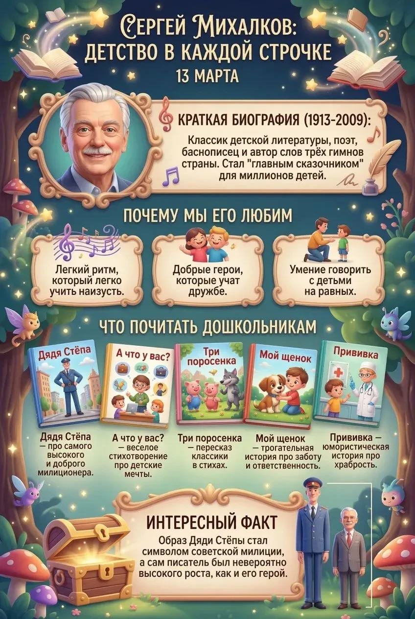 Сегодня день рождения любимого детского писателя Сергея Михалкова