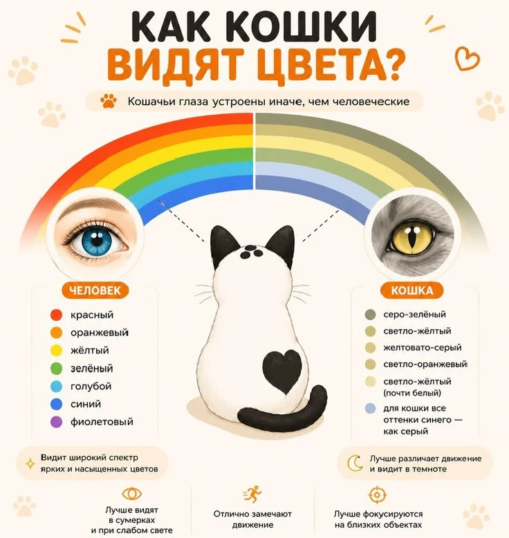 Как кошки видят цвета 🐱🔍