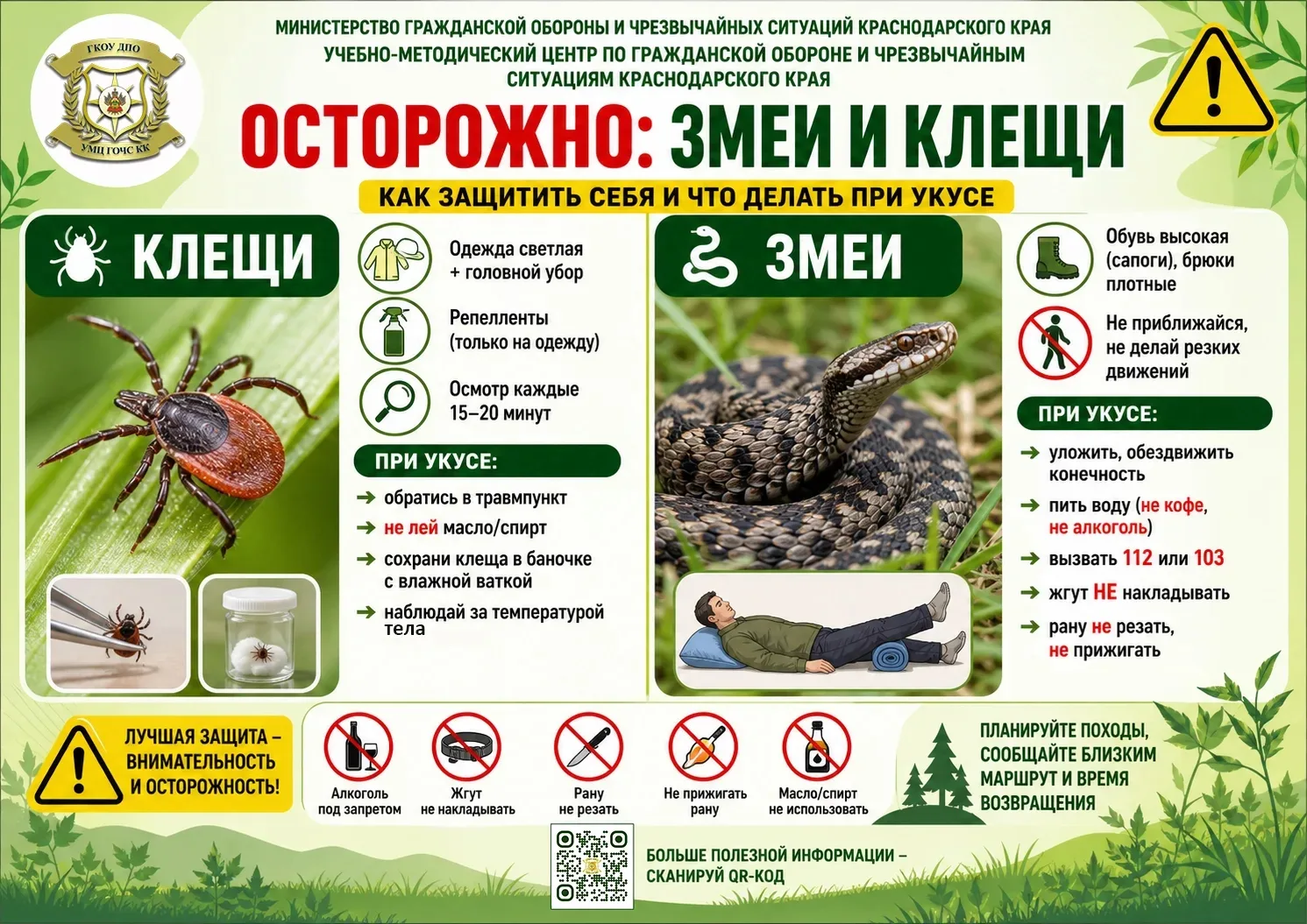 🛑 ОСТОРОЖНО: Клещи и змеи. 🐍

🌿 Выезжаешь в лес за грибами или просто на долгую прогулку в парк? 