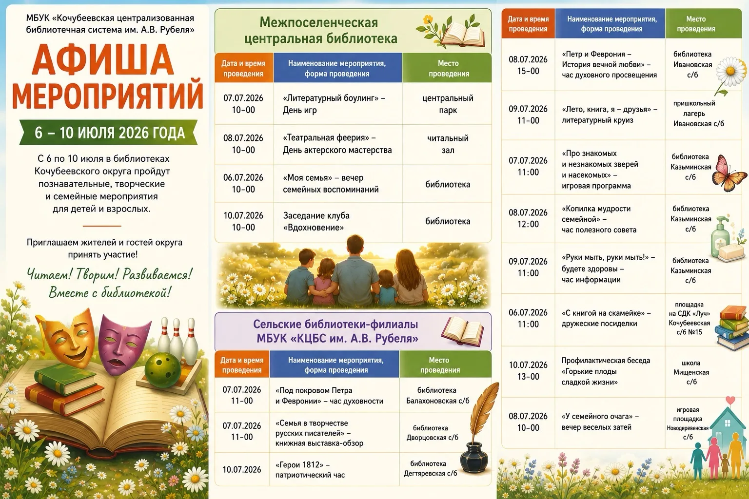 С 6 по 10 июля в библиотеках Кочубеевского округа пройдут познавательные, творческие и ...