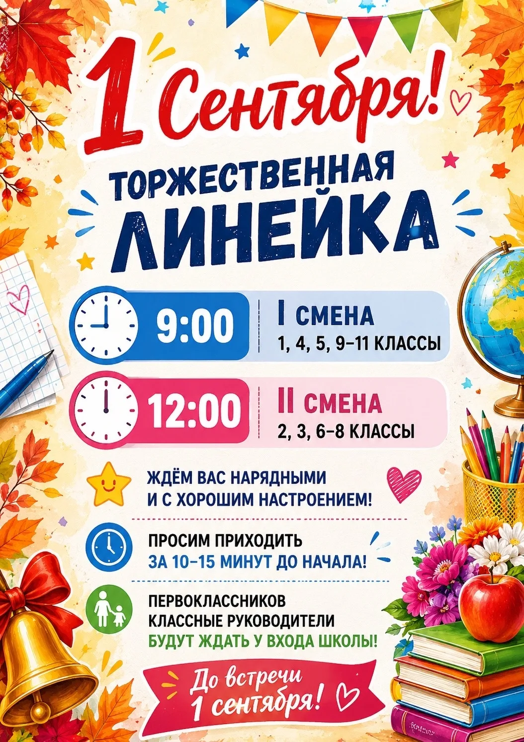 🍁 ТОРЖЕСТВЕННАЯ ЛИНЕЙКА 1 СЕНТЯБРЯ