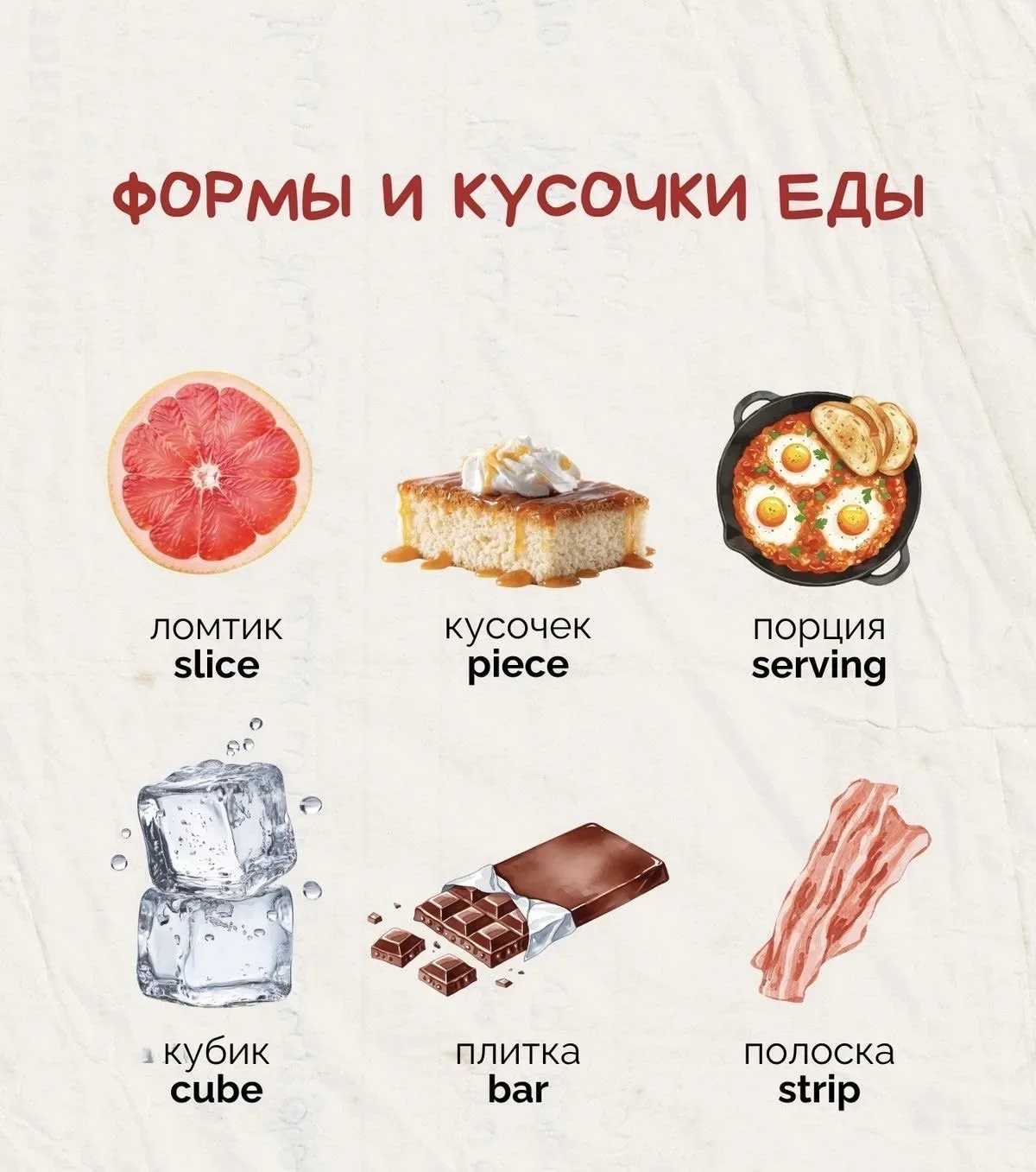 Формы и кусочки еды 🍽