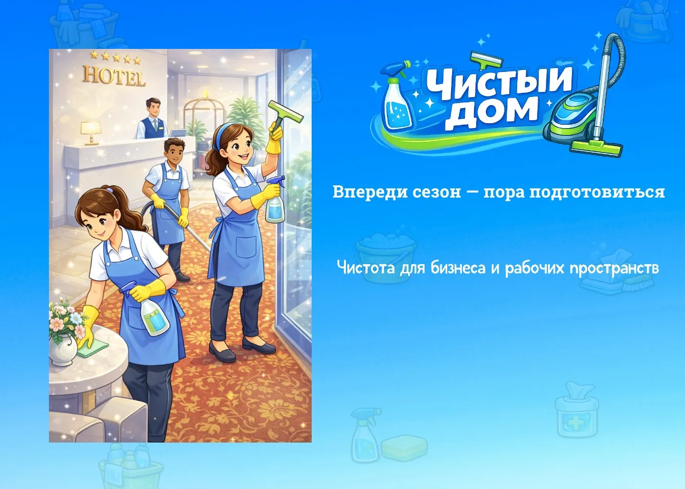 🏢 Впереди активный сезон — встречайте клиентов в чистоте и порядке

С приходом тёплого времени года