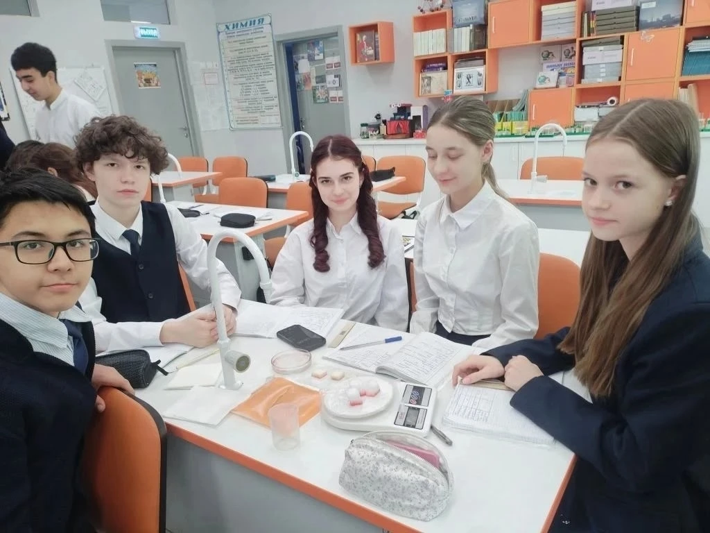 🧼 Знаете, что такое абсорбция? Ученики 8Б класса вместе с преподавателем КНИТУ Шишкиной Н.Н. погрузи