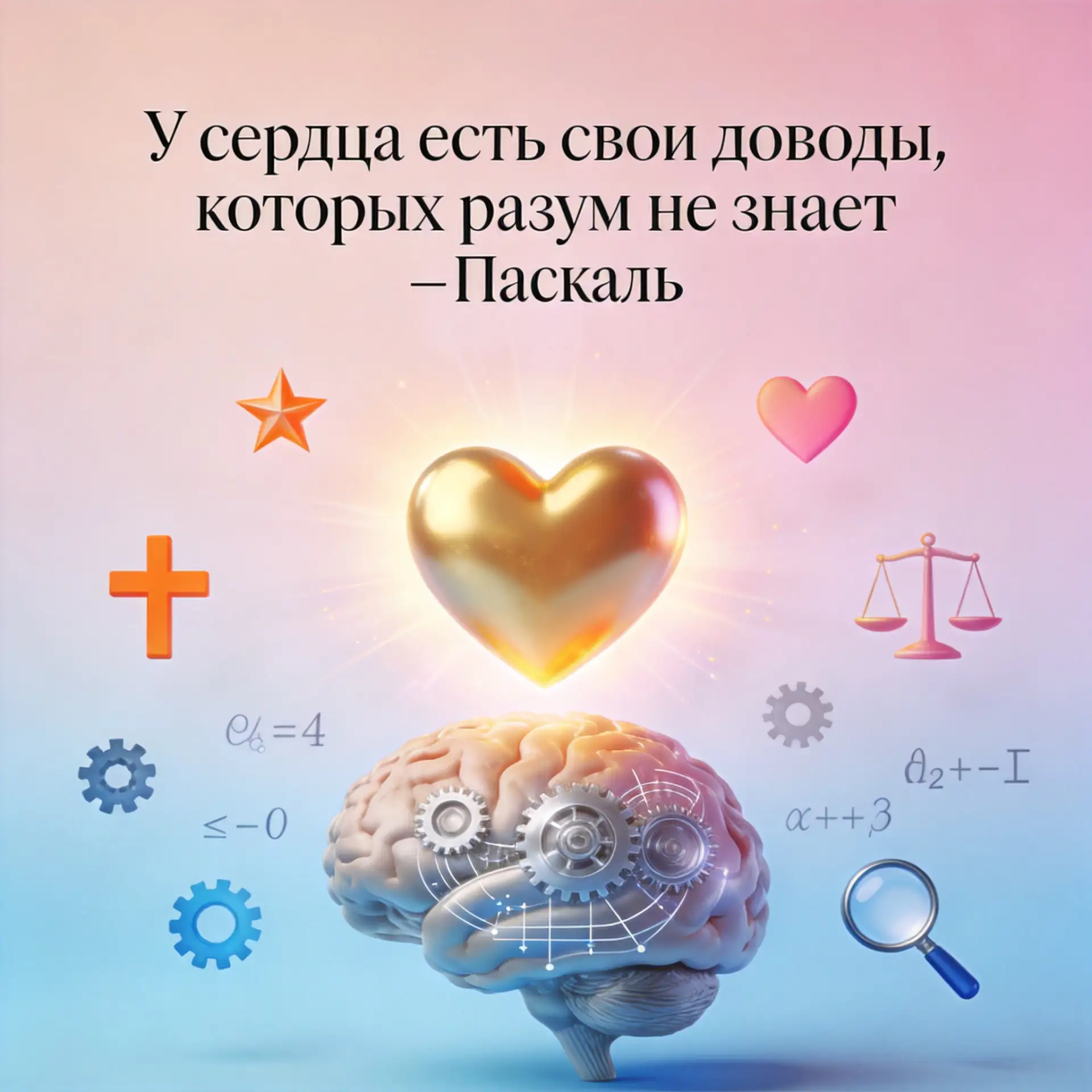 «У сердца есть свои доводы, которых разум не знает» -Паскаль.