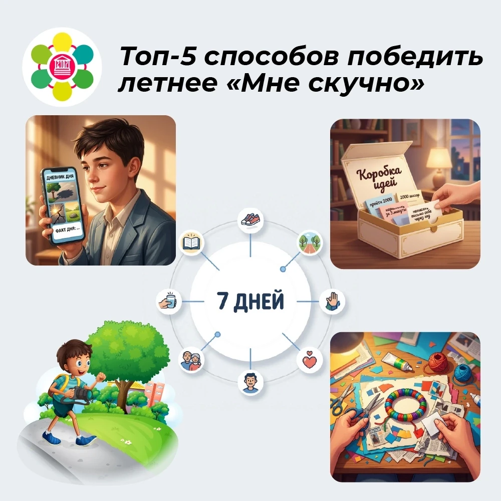 #ЛетниеКаникулы
💪ТОП-5 способов победить летнее «Мне скучно» 

Наверняка, многие сталкивались с сит