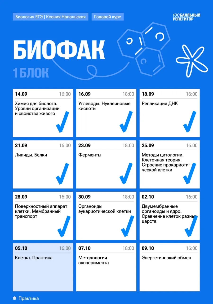 Осталось всего 3 урока первого блока Биофака 💯💯💯