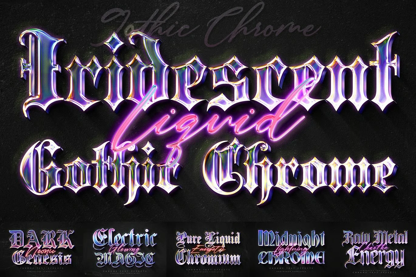 ✅ Iridescent Gothic Chrome Text Effects