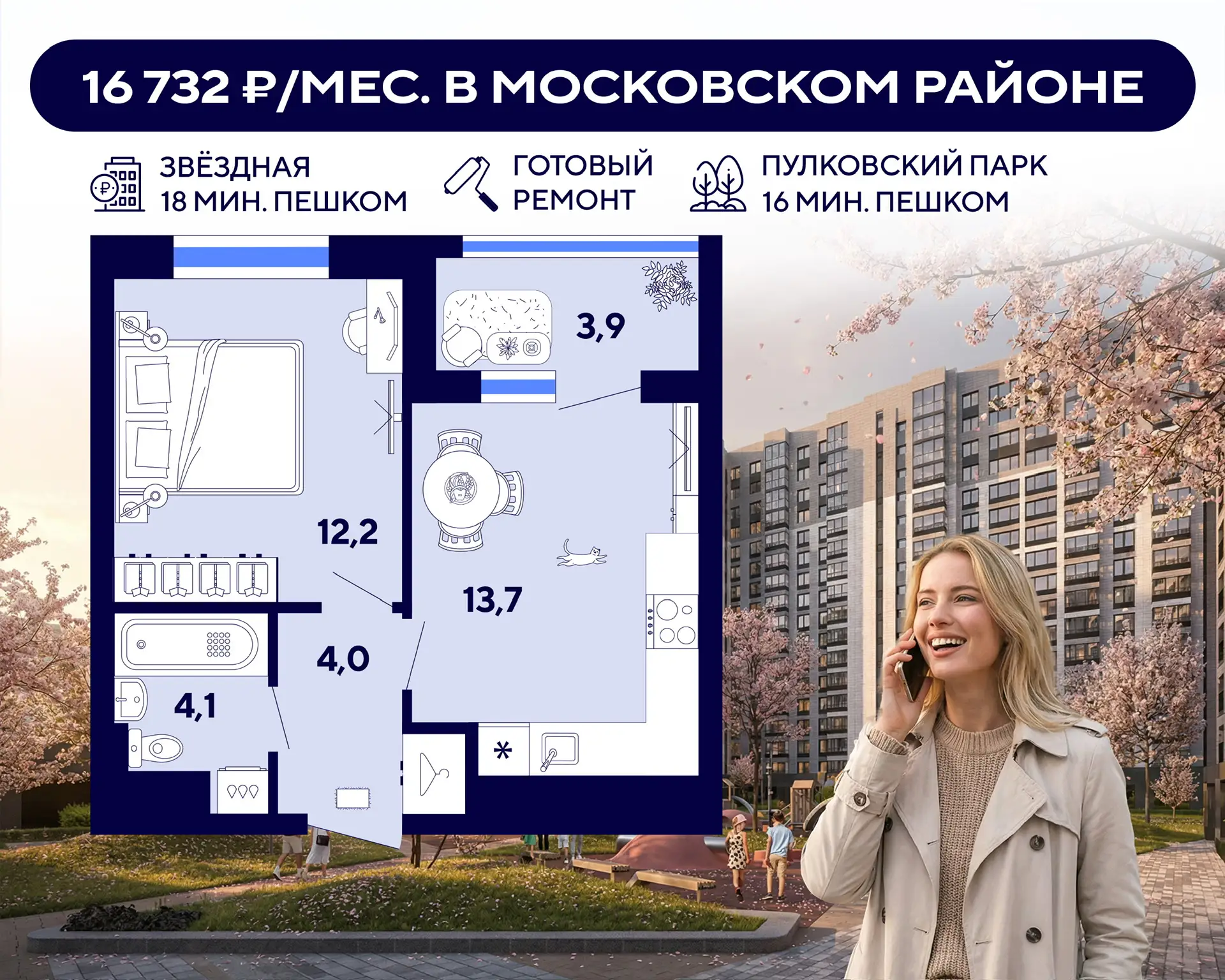 🔥 Бизнес-класс за 16 732 ₽: жизнь в Московском районе дешевле аренды  #кейс_дня  Расчёт кажется ошиб