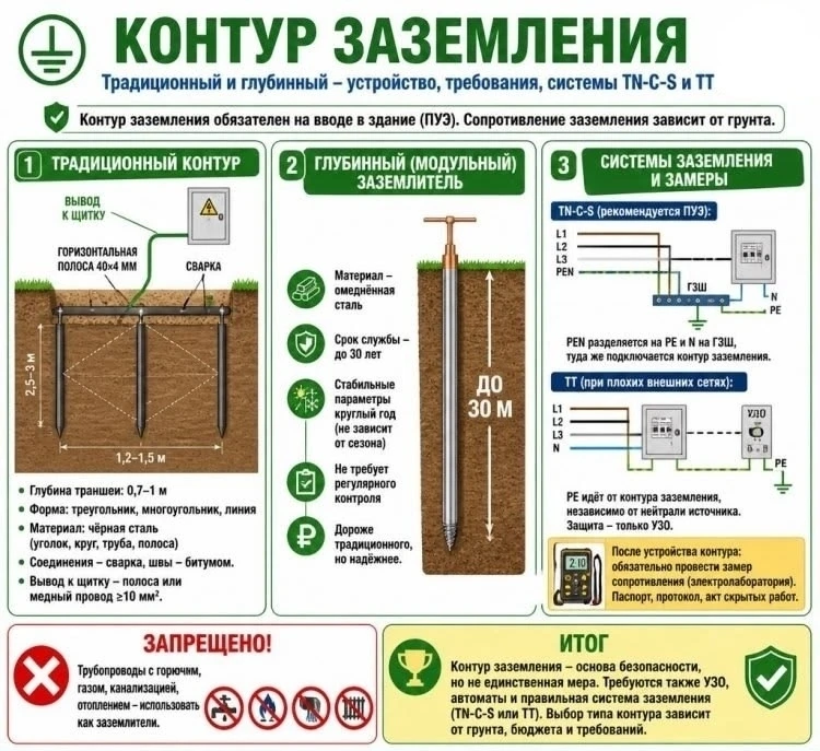 ΚОΗТУР ЗАЗΕΜЛΕΗИЯ: ТРАДИЦИОΗΗЫЙ И ΓЛУБИΗΗЫЙ — УСТРОЙСТΒО И ТРΕБОΒАΗИЯ