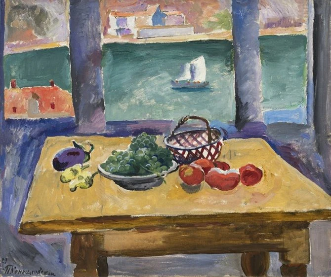 👆 Петр Кончаловский. Балаклава. Окно (Виноград на столе). 1929. Холст, масло. 94 х 112...