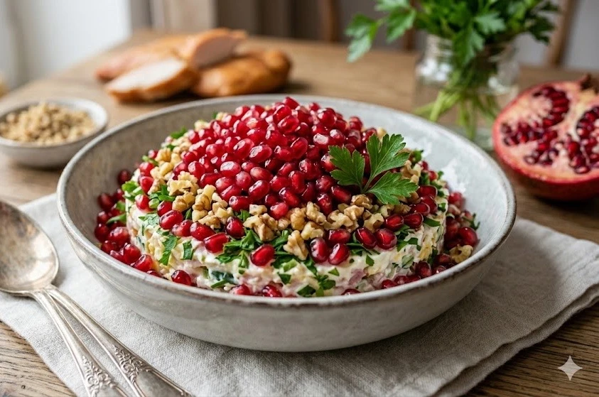 🥗Салат «Ожерелье Марьи» с гранатом и орехами🥗