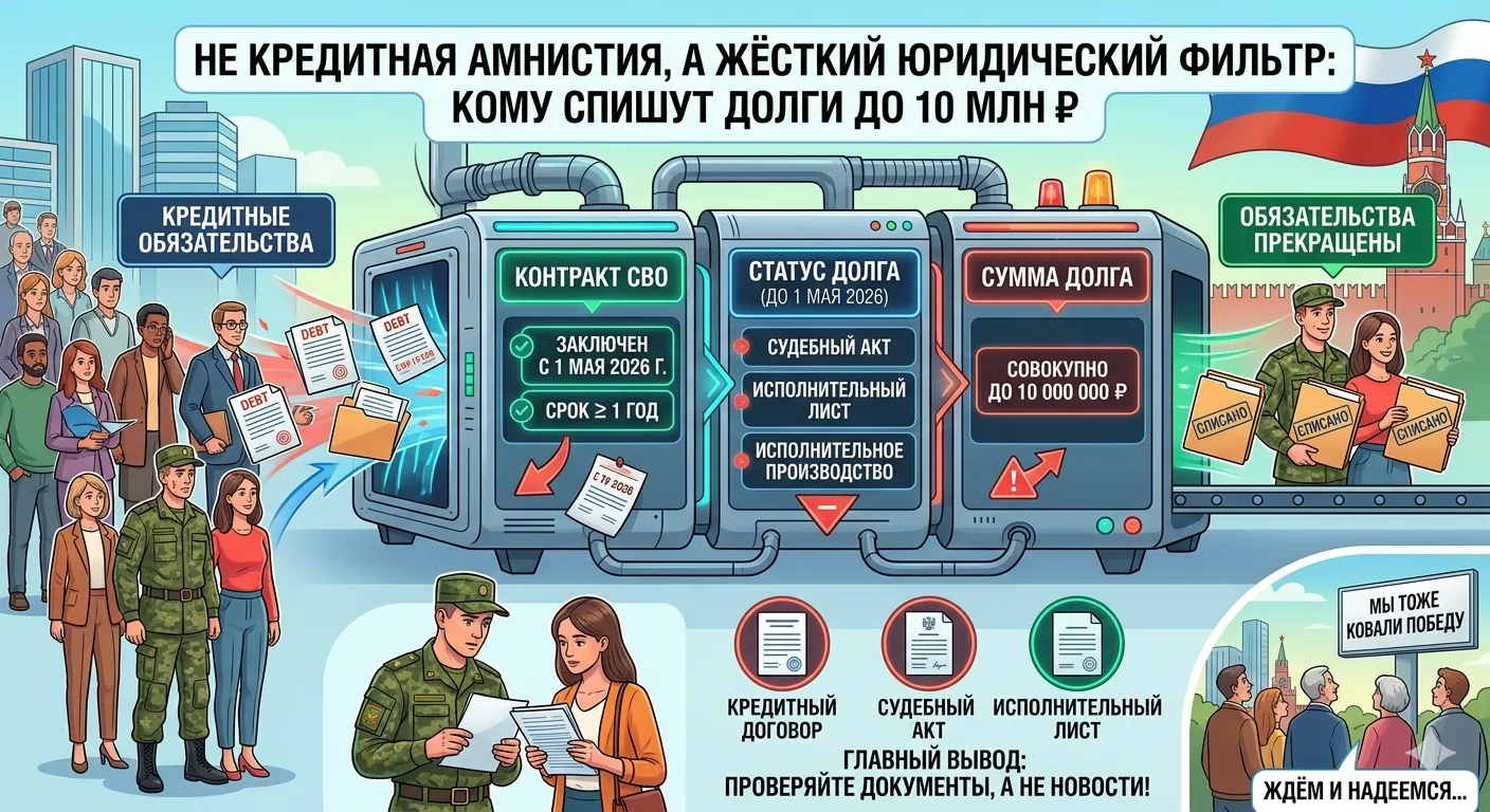 Не кредитная амнистия, а жёсткий фильтр: кому теперь спишут долги до 10 млн ₽