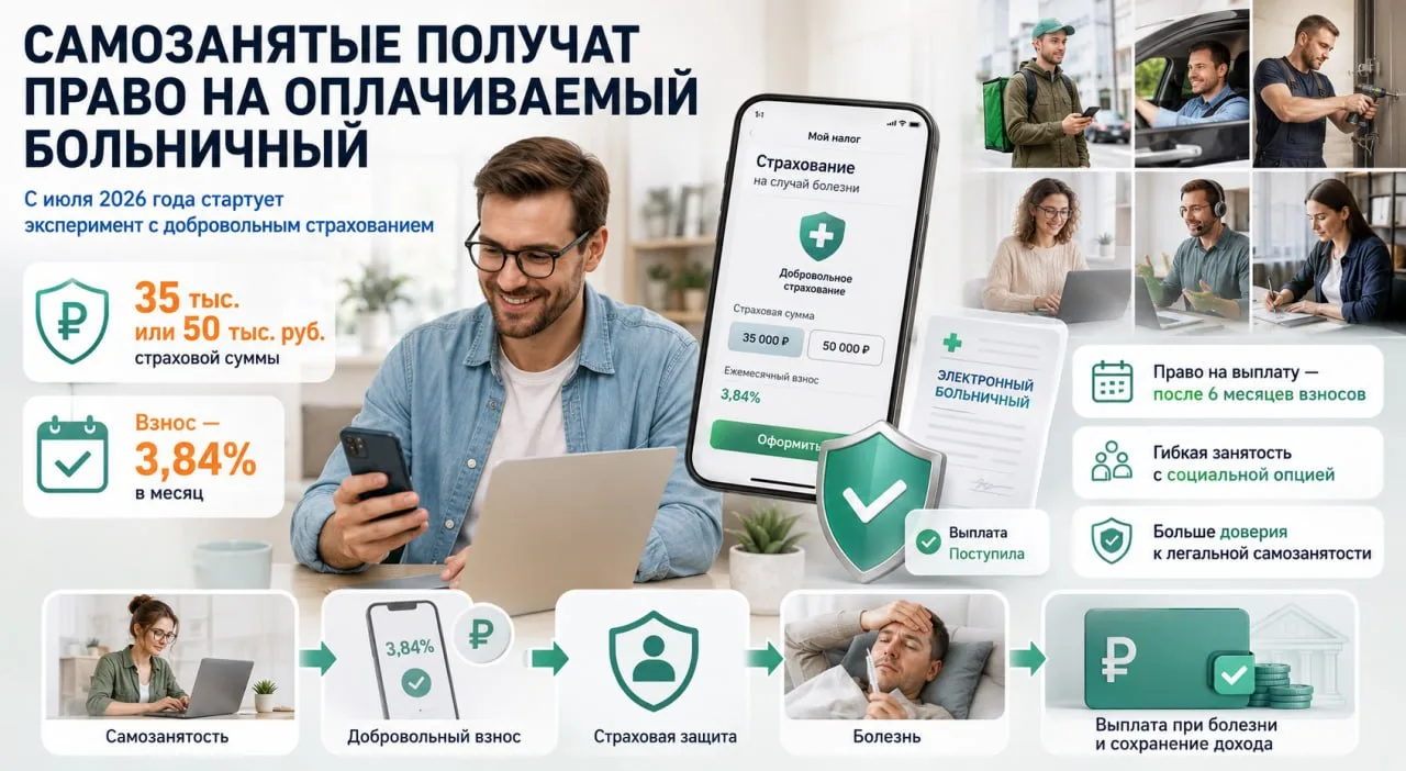С июля 2026 года самозанятые впервые смогут получить оплачиваемый больничный. Речь идет...