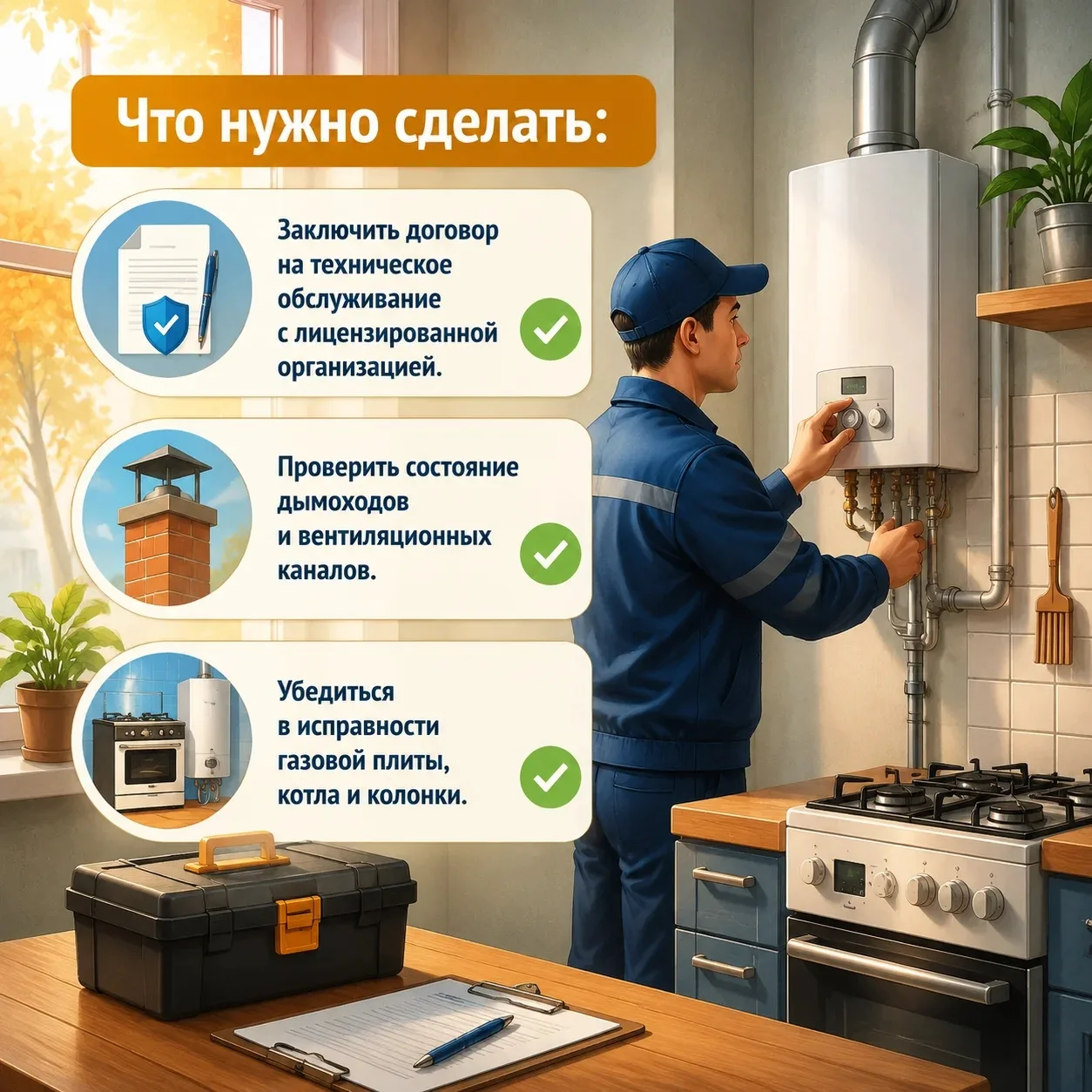 🔥 Проверьте газовое оборудование до начала отопительного сезона