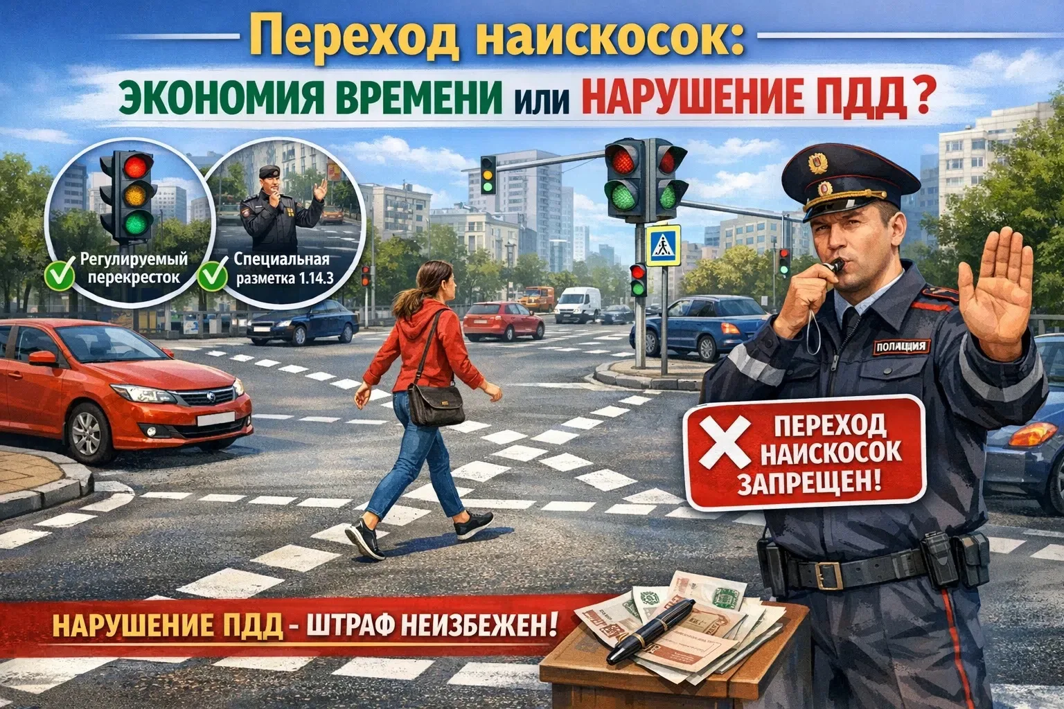 🚦 Переход наискосок: экономия времени или нарушение ПДД?