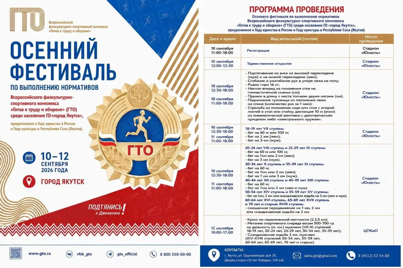 Осенний фестиваль ГТО соберет в Якутске участников от 18 лет и старше