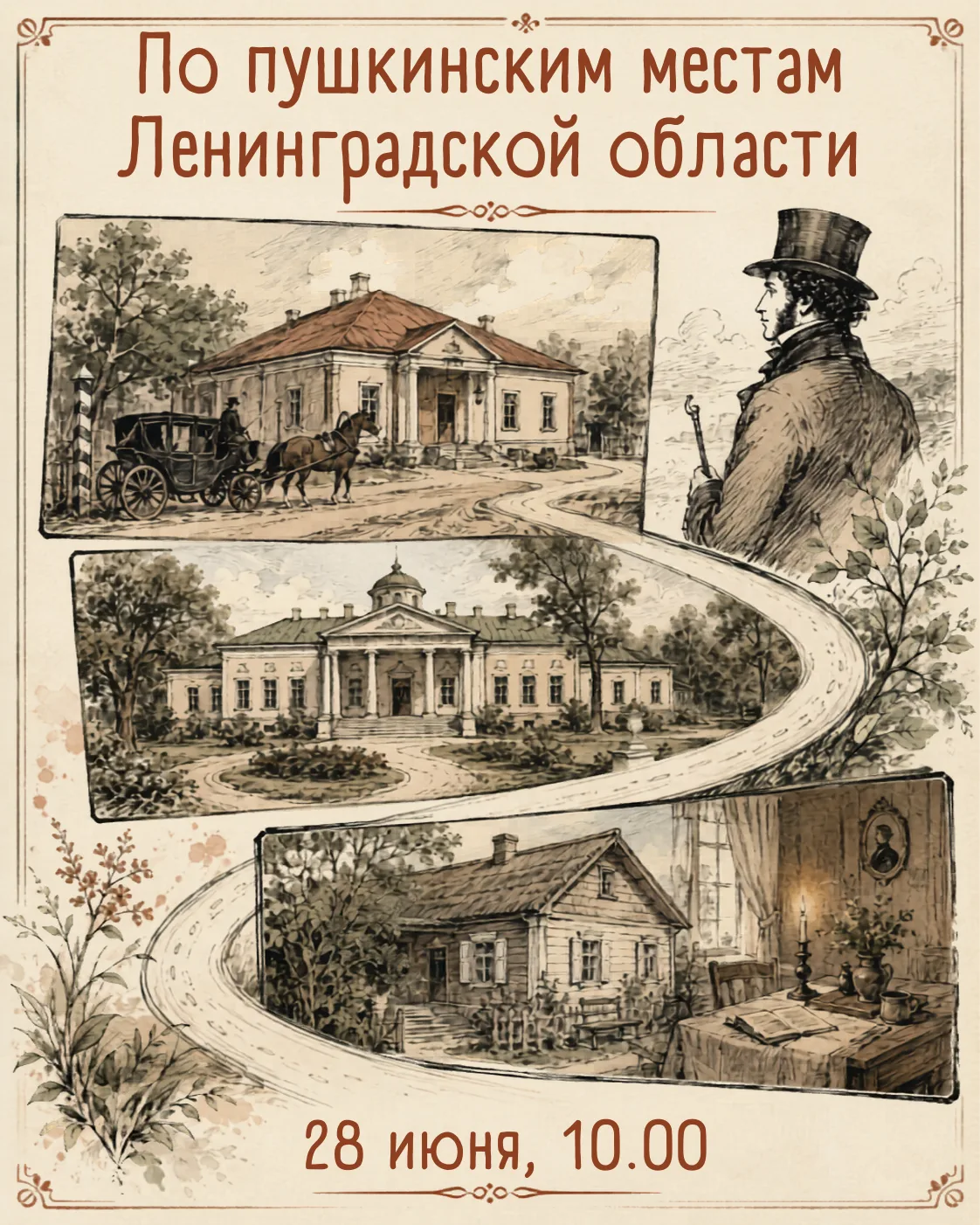 «По пушкинским местам Ленинградской области»
🚌 Автобусная экскурсия на целый день

👤 Экскурсию про