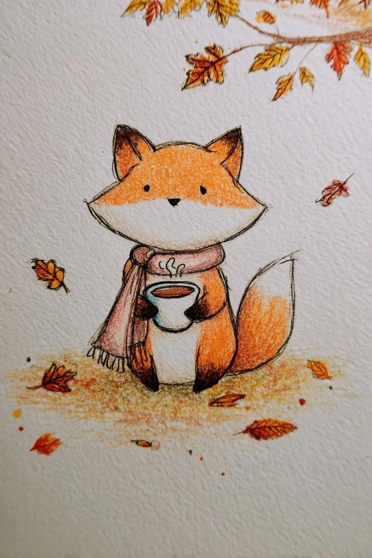 Осенние рисунки для срисовки 🎨