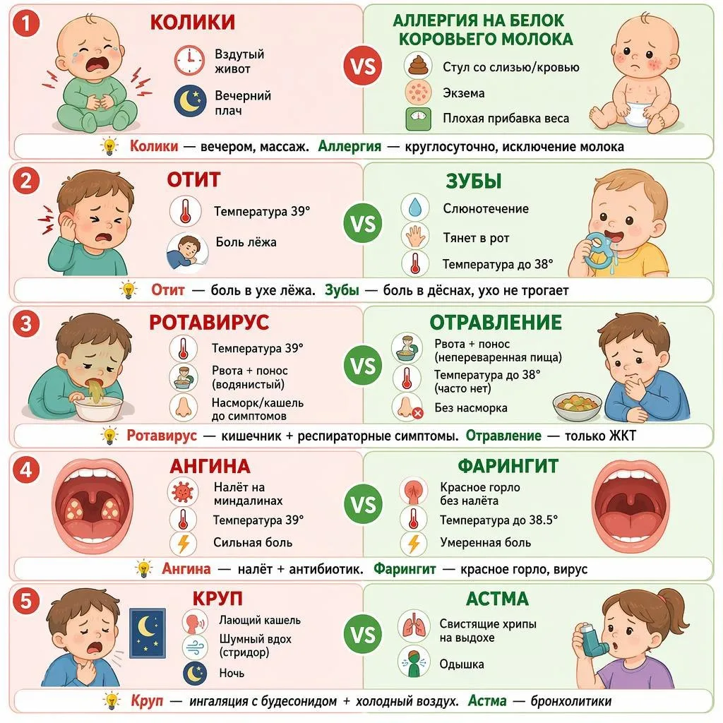 5 детских болезней, которые можно перепутать (и как их различить)

У детей до 3 лет симптомы часто н