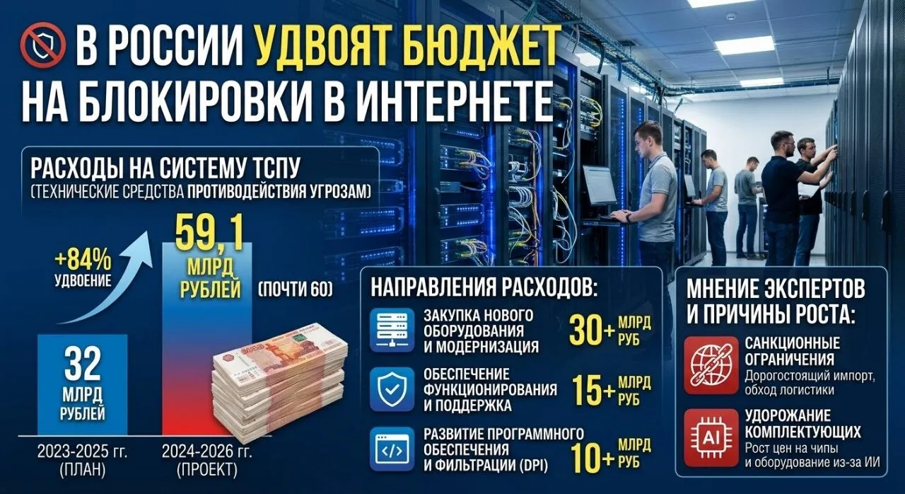 📵 В России удвоят бюджет на блокировки в интернете.
