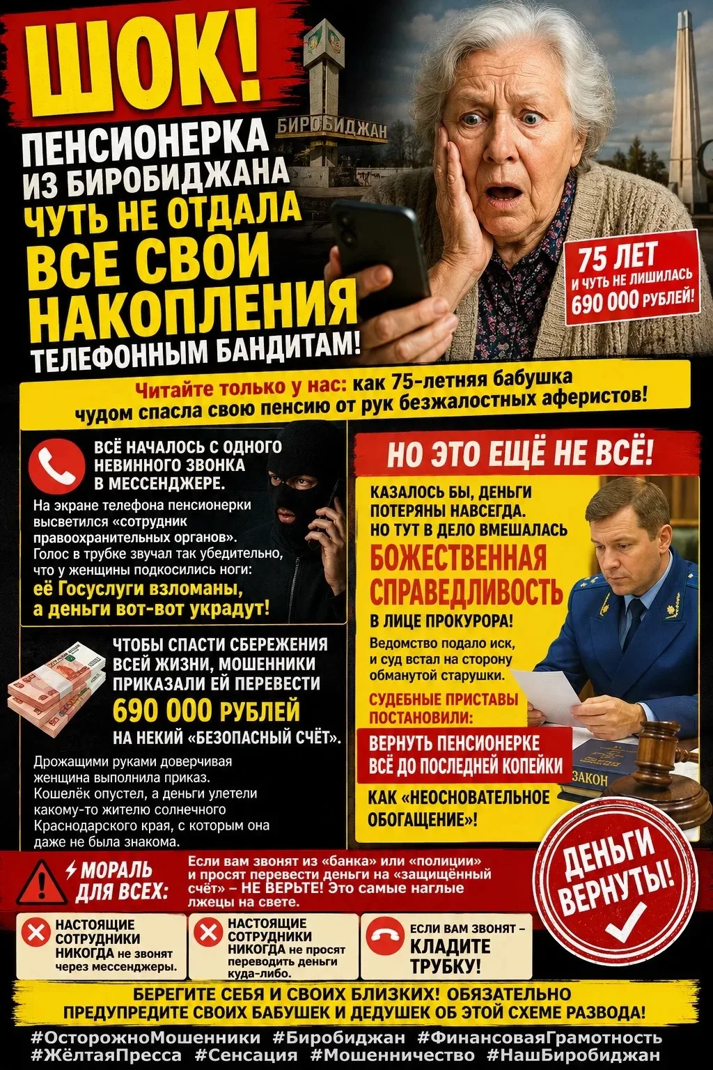 😱 ШОК! Пенсионерка из Биробиджана чуть не отдала ВСЕ СВОИ НАКОПЛЕНИЯ телефонным бандитам!

 Как 75-