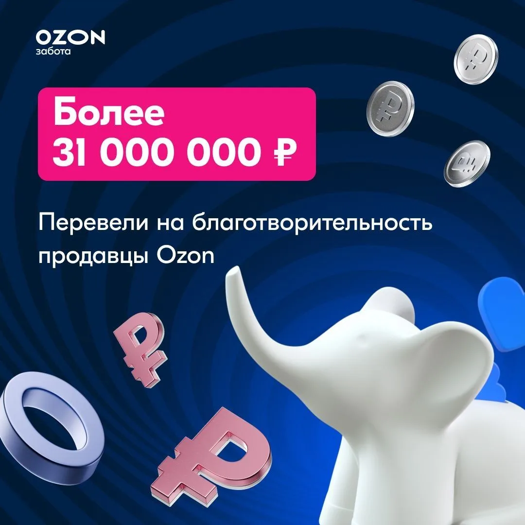 💙 31 000 000 рублей на помощь тем, кто нуждается

Именно столько перевели вы, продавцы Ozon, за год