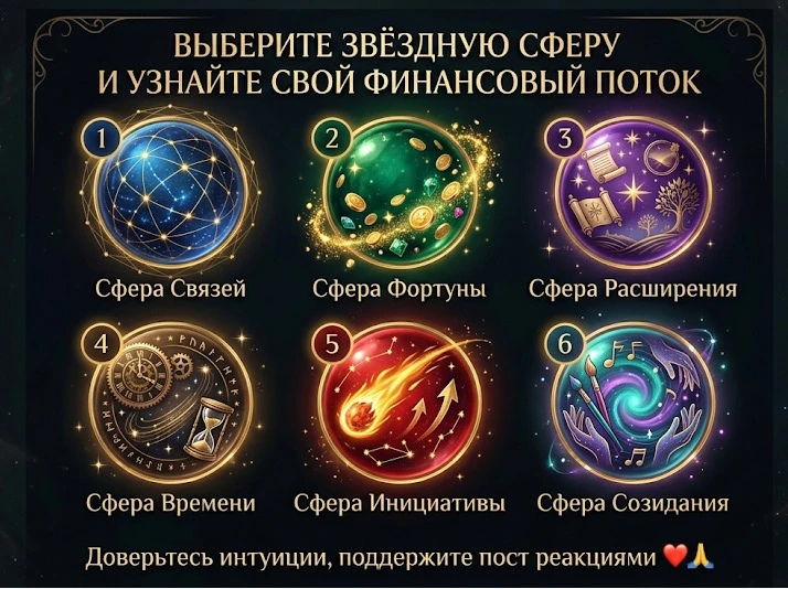 💰 Выберите Звёздную Сферу и узнайте, как Вселенная направит к вам финансовый поток