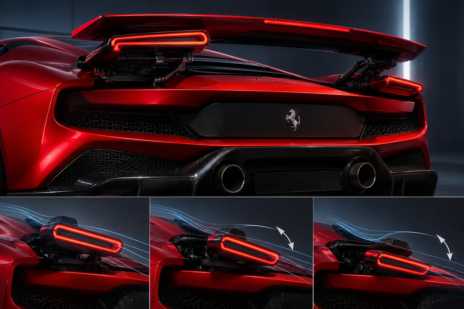 Ferrari запатентовала задние фонари, работающие как антикрыло