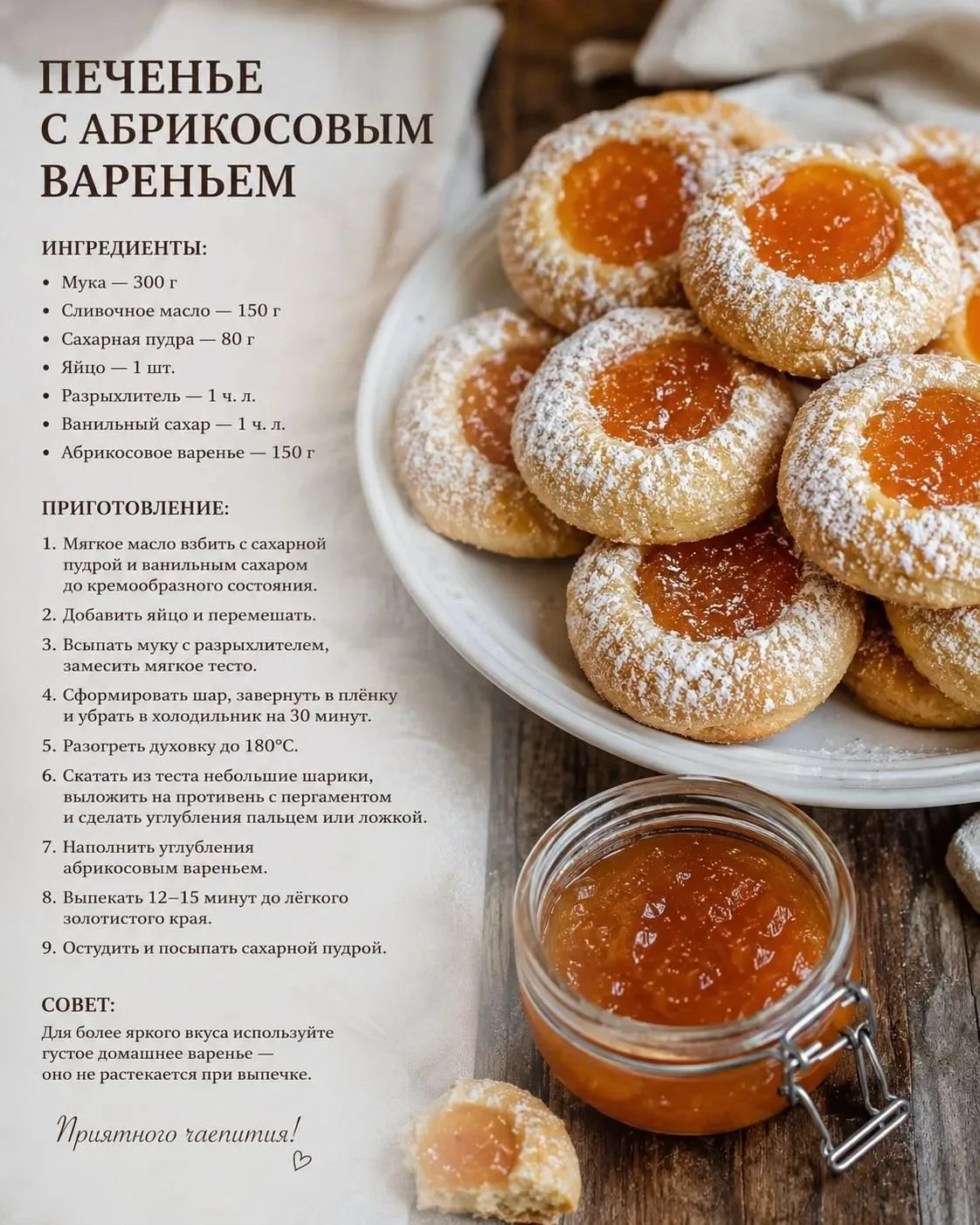 Печенье с абрикосовым вареньем 🍪