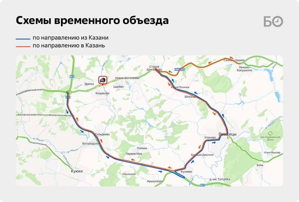 🗺️ Как объезжать участок трассы «Казань — Шемордан» объяснили в администрации района