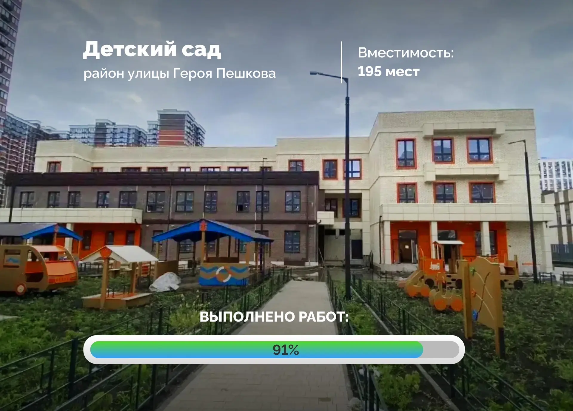 Выполняем отделочные работы в здании нового детского сада на 195 мест в районе улицы имени Героя Пеш