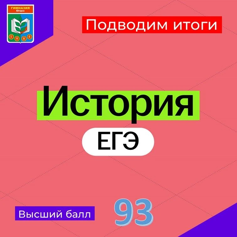 📌Поведены итоги ЕГЭ по истории. Средний балл по Гимназии - 62,3.                                   