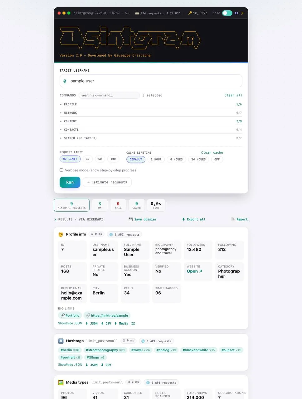 Osintgram - инструмент для OSINT по запрещенной соцсети
