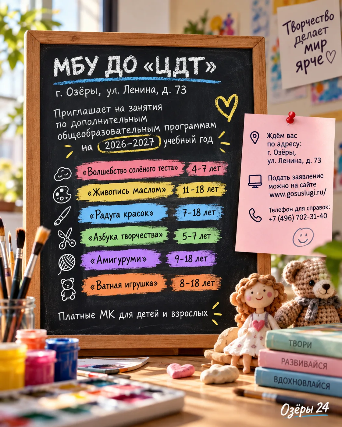 🎨 Озёры, куда отдаём детей творить?