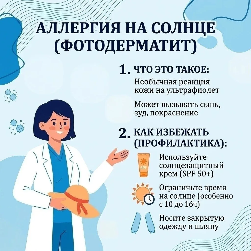 Что такое аллергия на солнце и как её избежать ☀️⚠️