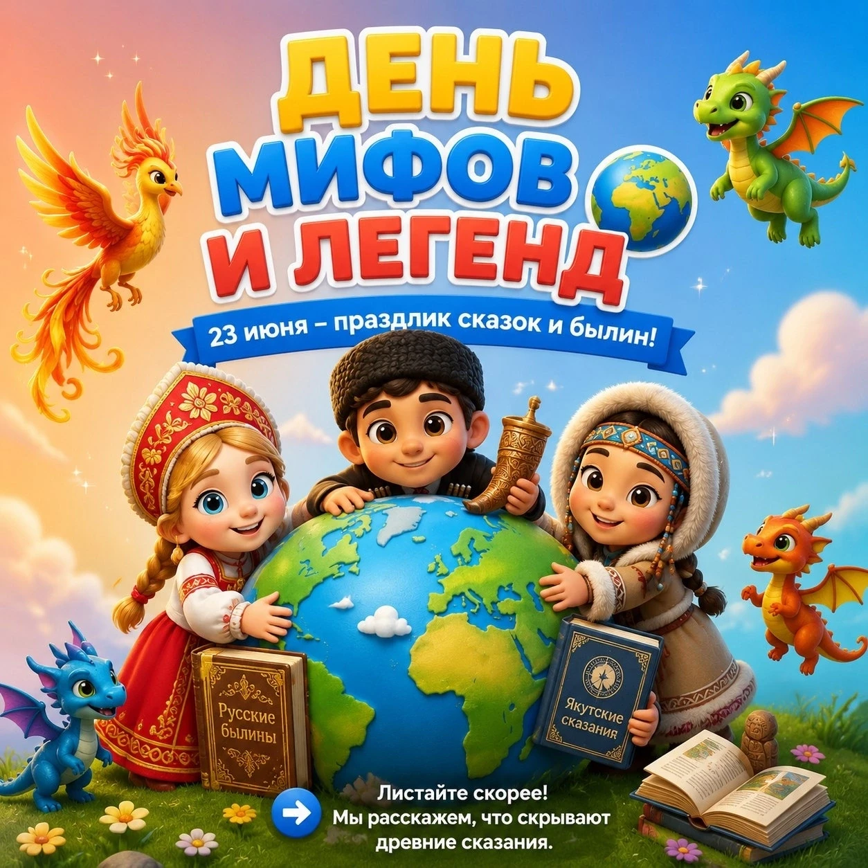 23 июня — Всемирный день мифов и легенд: дань уважения наследию предков 🎉 

Сегодня, 23 июня, во вс
