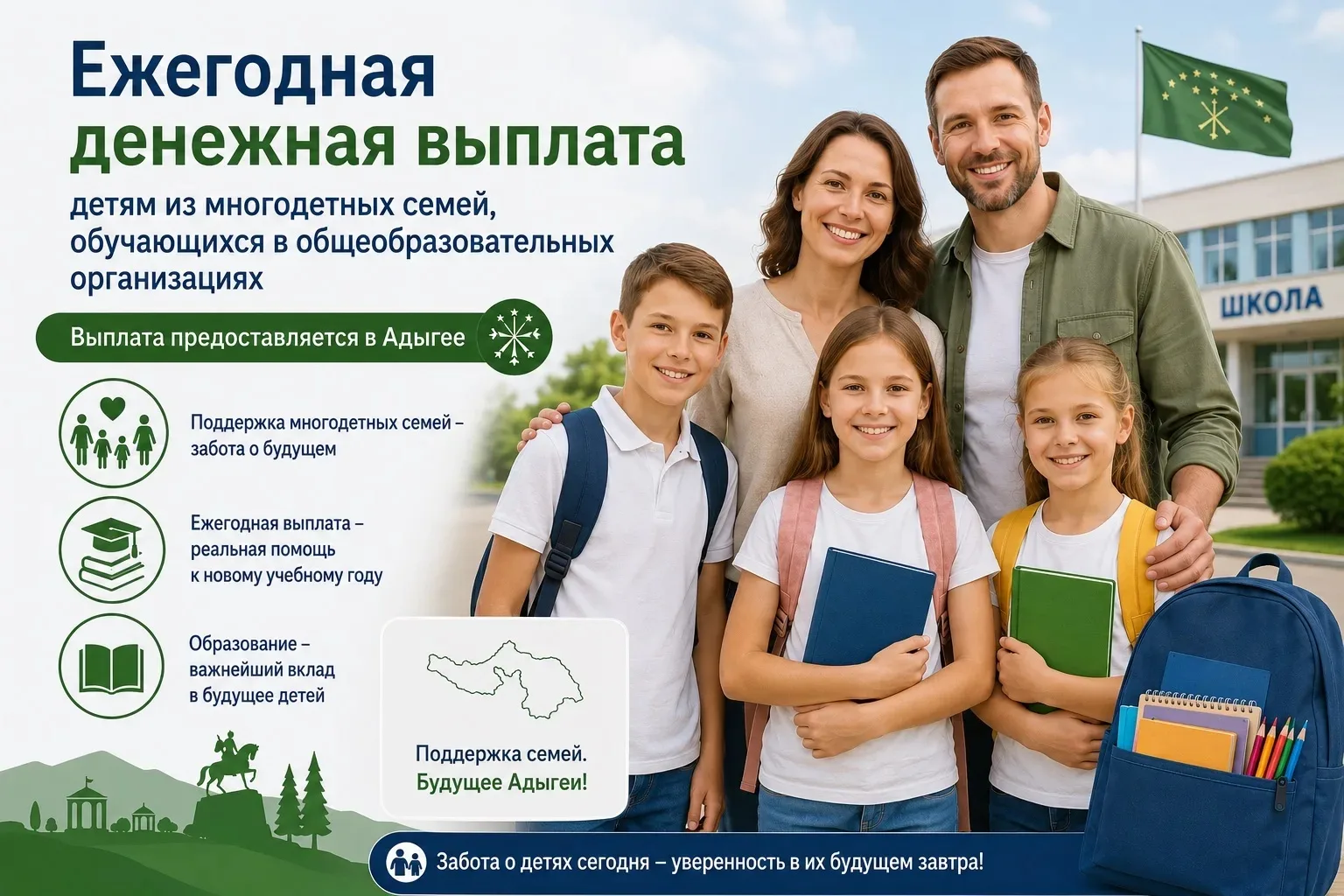 Вниманию многодетных семей: в Республике Адыгея продолжается предоставление мер государ...