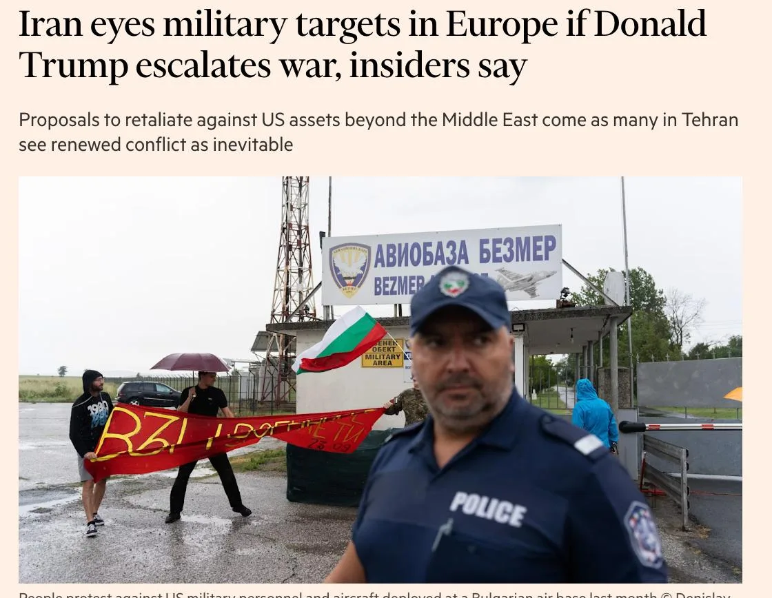 ⚡️Иран рассматривает удары по военным объектам США в Европе в случае дальнейшей эскалац...