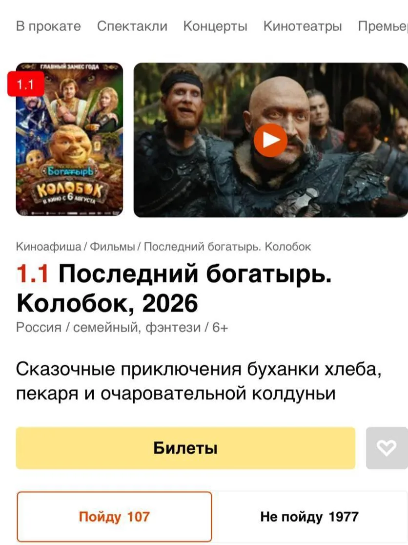 Россияне уничтожили «Колобка» ещё до премьеры - рейтинг фильма обвалили до 1,1 балла.