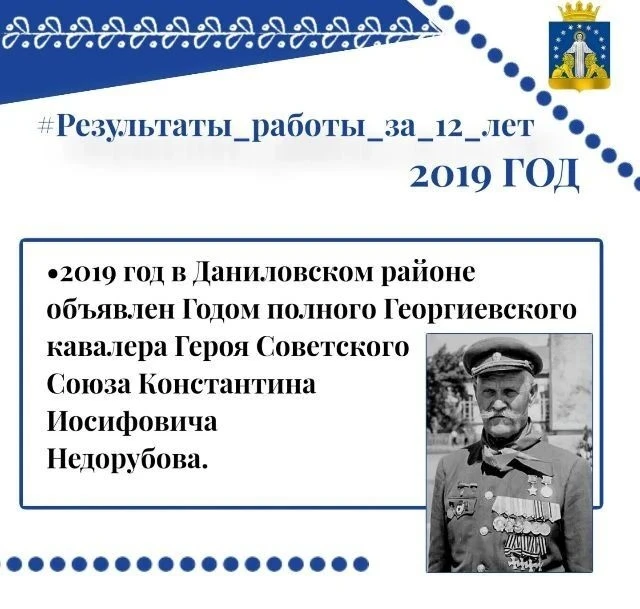 2019 год в Даниловском районе был объявлен Годом полного Георгиевского кавалера, Героя ...