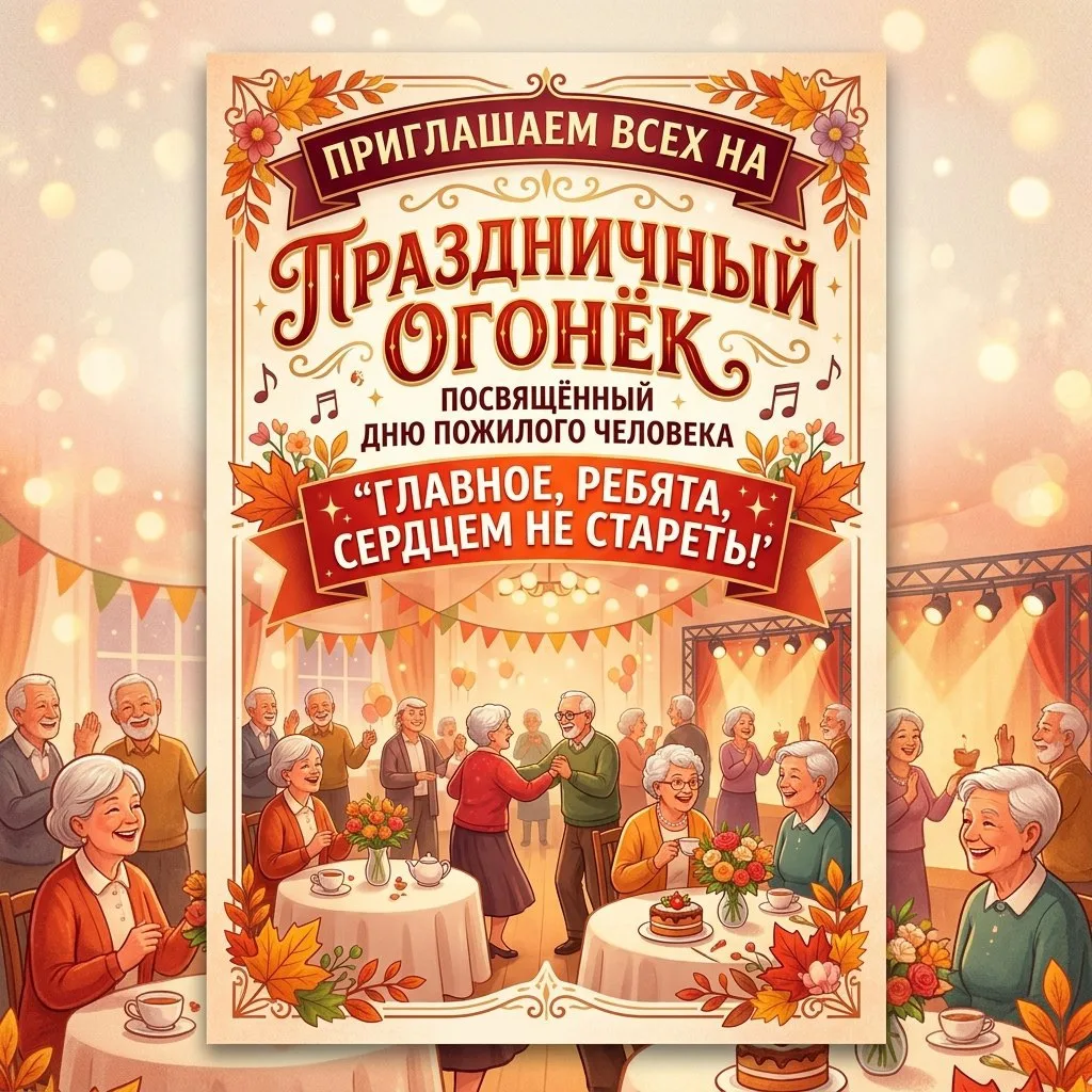 Приглашаем всех на праздничный огонёк, посвящённый Дню пожилого человека - «Главное, ре...