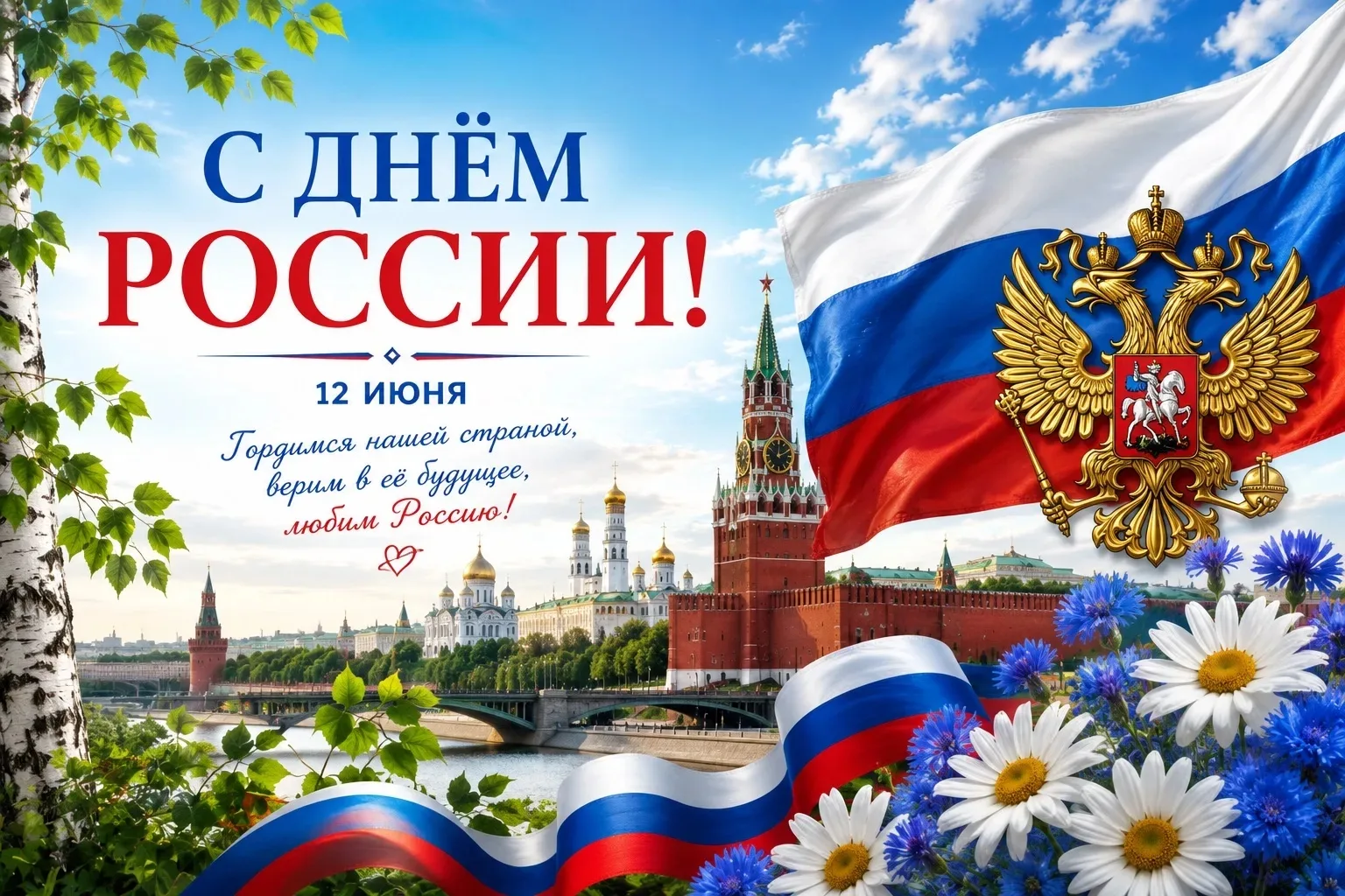 С Днём России, дорогие подписчики! 🇷🇺

Сегодня поднимается трёхцветный флаг, звучит гимн, и миллио
