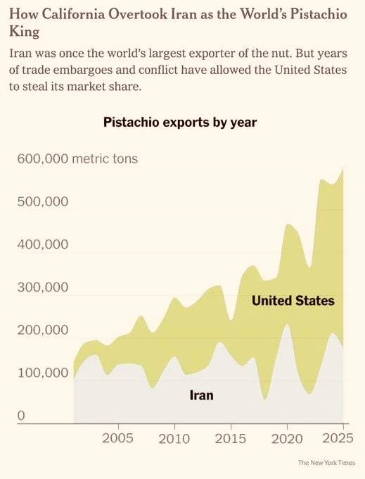 США и Израиль уничтожили фисташковую промышленность Ирана. Теперь крупнейшим производит...