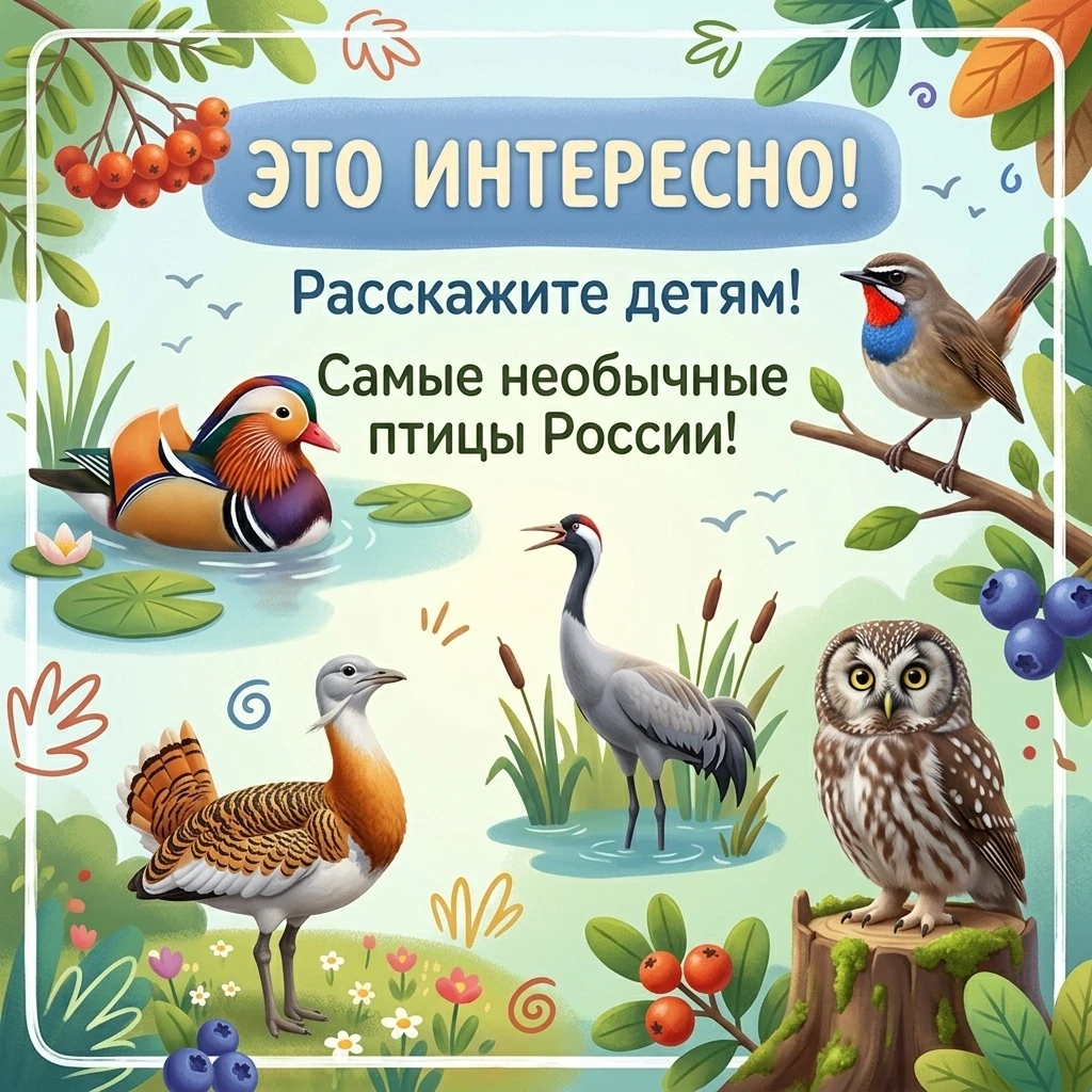 🦜 Узнайте о самых необычных птицах России с нашими  карточками! 🇷🇺✨
