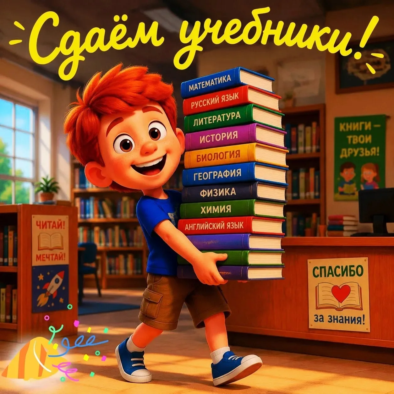 💥📚 СДАЁМ УЧЕБНИКИ — ЗАКРЫВАЕМ ГОД БЕЗ ДОЛГОВ! 📚✨️  🏁 Друзья, учебный год почти закончен 🎓 А это знач