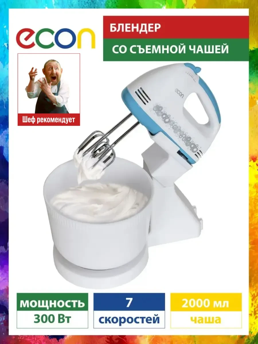 ⚡️ Миксер блендер электрический погружной с чашей, Econ