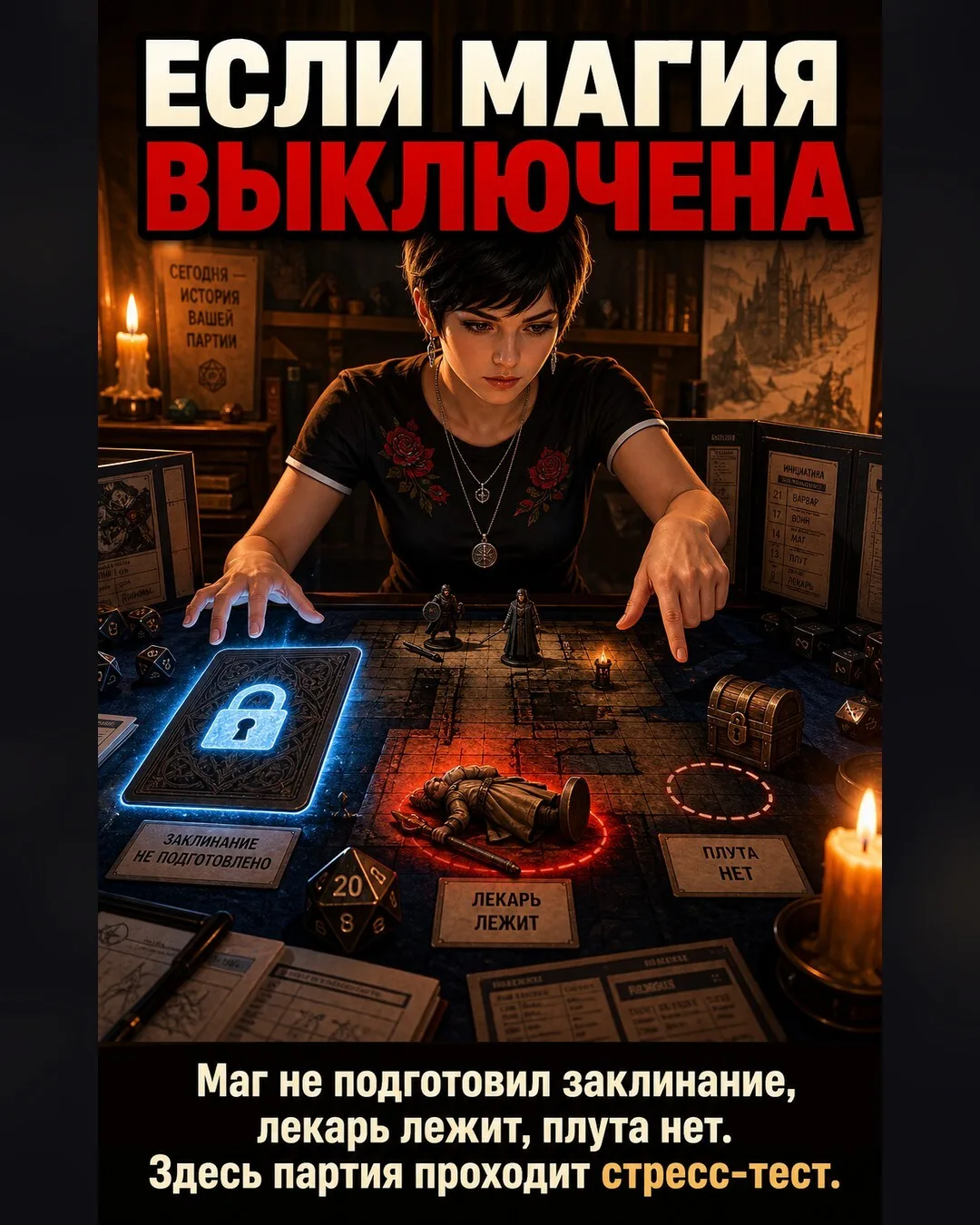Лекарь упал. Плут не пришёл. Магия не готова.
