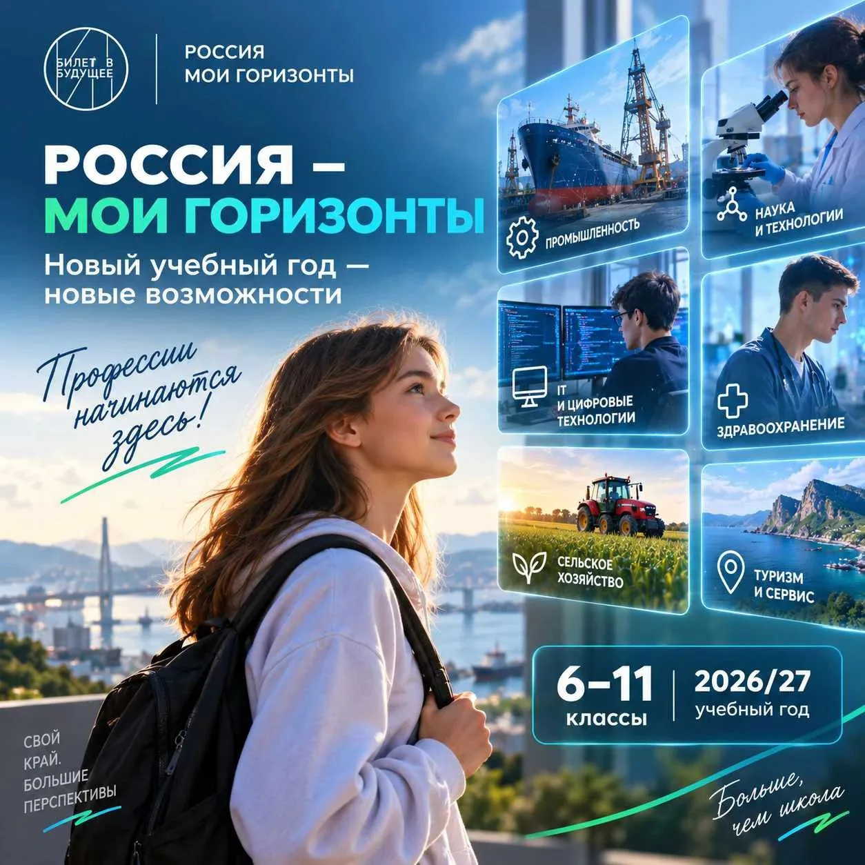 🎯 «Россия — мои горизонты»: в новом учебном году школьникам расскажут больше о професс...